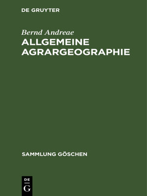 cover image of Allgemeine Agrargeographie